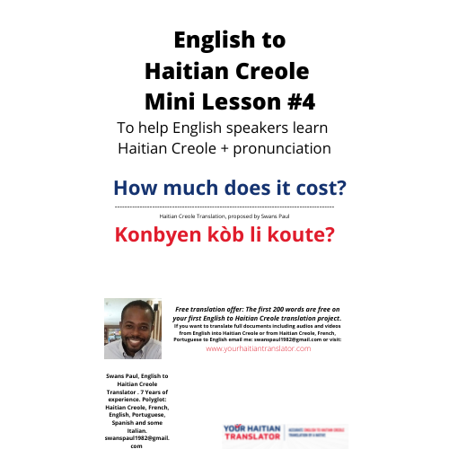 How does it cost in Haitian Creole