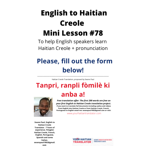 Translate "Please, fill out the form below" in Haitian Creole