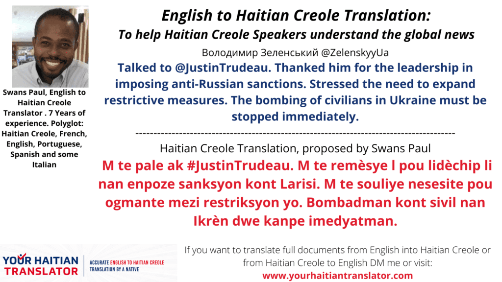 Haitian Creole Translator Informational Page