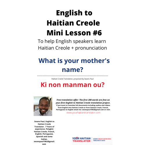 What's your mother's name in Haitian Creole